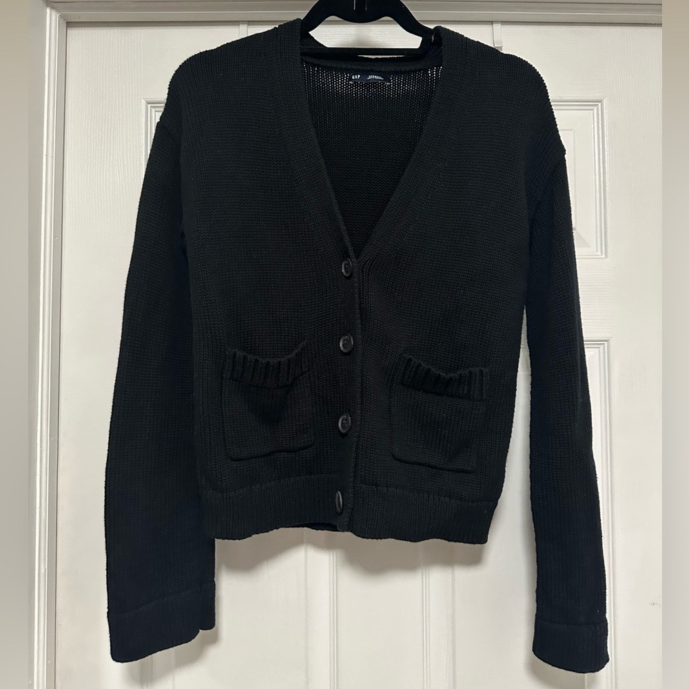 GAP Black Cardigan Sweater V-Neck Knit